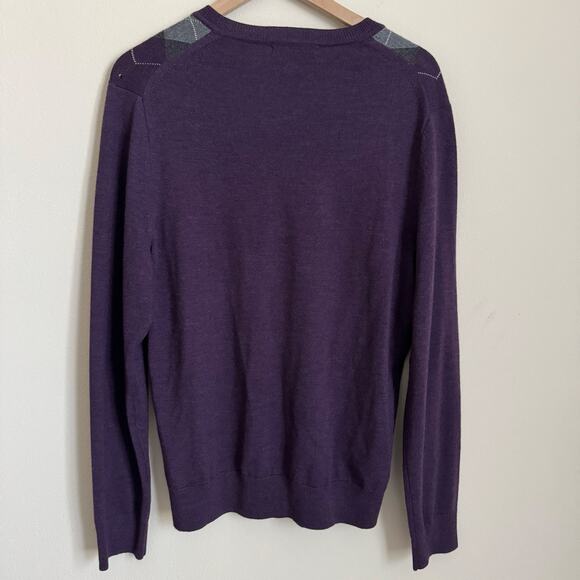 Banana Republic Mens Ultra Fine Merino Wool Argyle Sweater Size Medium Shirt Top - Picture 7 of 10